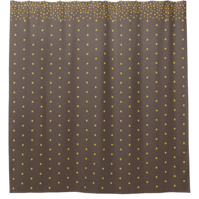 Cortina Para Box Confete Dourado Chic em Marrom (Frente)