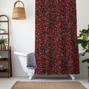 Cortina Para Box Confete Vermelho Elegante no Estilo Brilho Preto