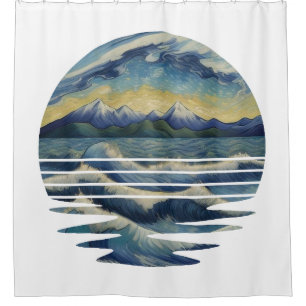 Cortina Para Box Conjunto de Pinturas no Estilo de Van Gogh, Um mar