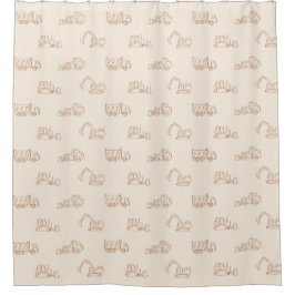 Cortina Para Box Construction Vehicles Builder Cute Boy Truck Beige