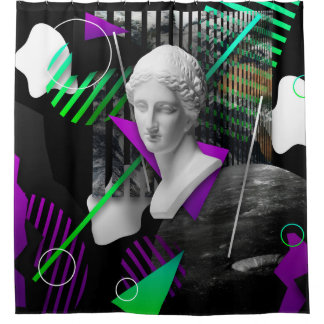Cortina Para Box Contemporary art collage with plaster head statue 