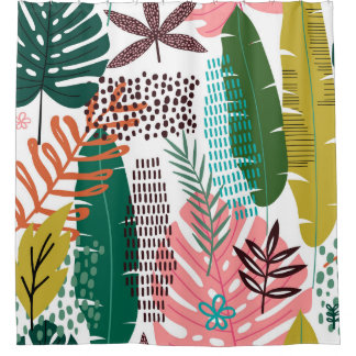 Cortina Para Box Contexto tropical sem costura com Monstera