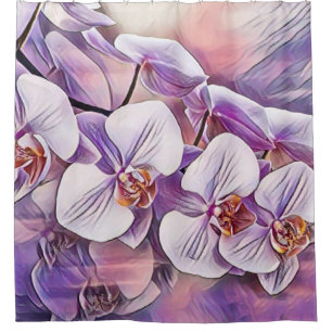 Cortina Para Box Cor d'água da flor da orquídea rosa púrpura