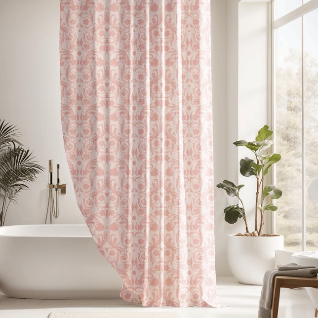 Cortina Para Box Cor damasco rosa clássico e branca (Criador carregado)