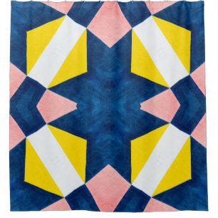 Cortina Para Box Cor-de-rosa, azul, amarelo, Abstrato branco