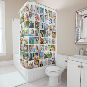 Cortina Para Box Cor Personalizada da Colagem de Fotos 64 Simples