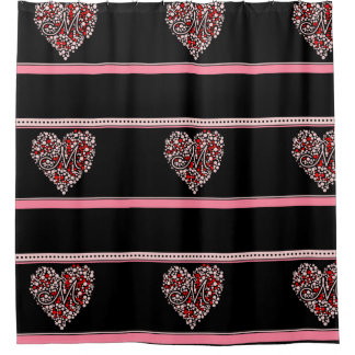 Cortina Para Box Coração bolinhas