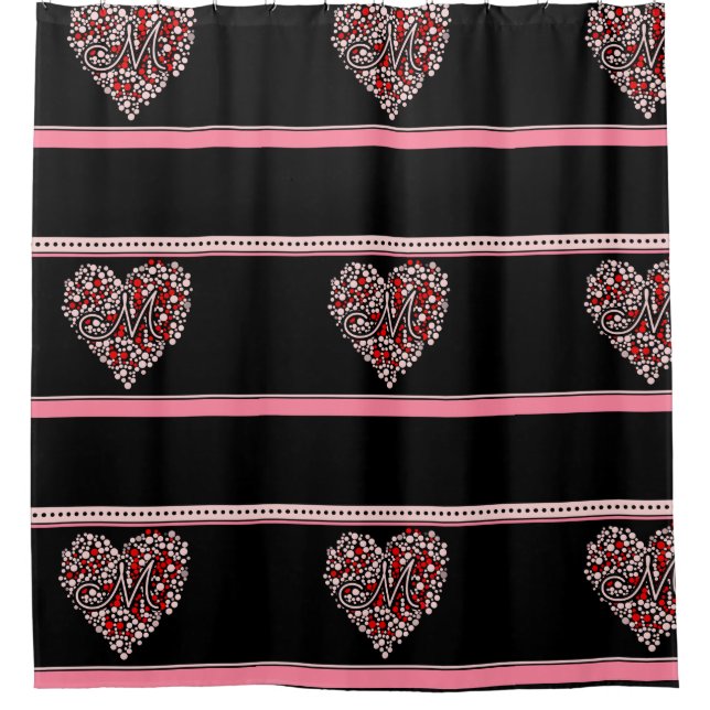 Cortina Para Box Coração bolinhas (Frente)