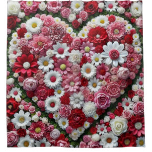 Cortina Para Box Coração colorido e floral do dia dos namorados