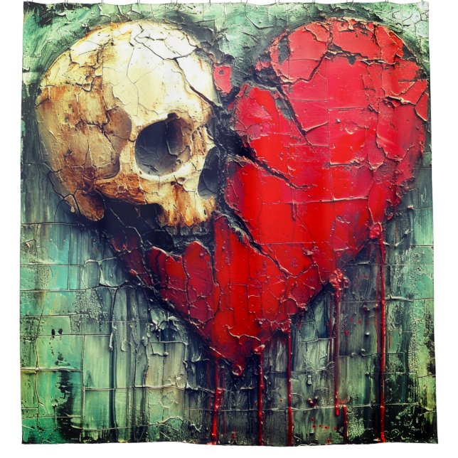 Cortina Para Box Coração Crânio (Frente)