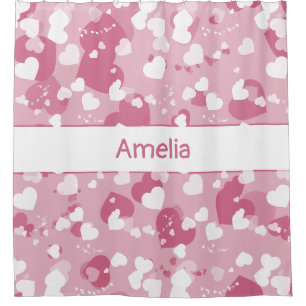 Cortina Para Box Coração de Amor Rosa Personalizado