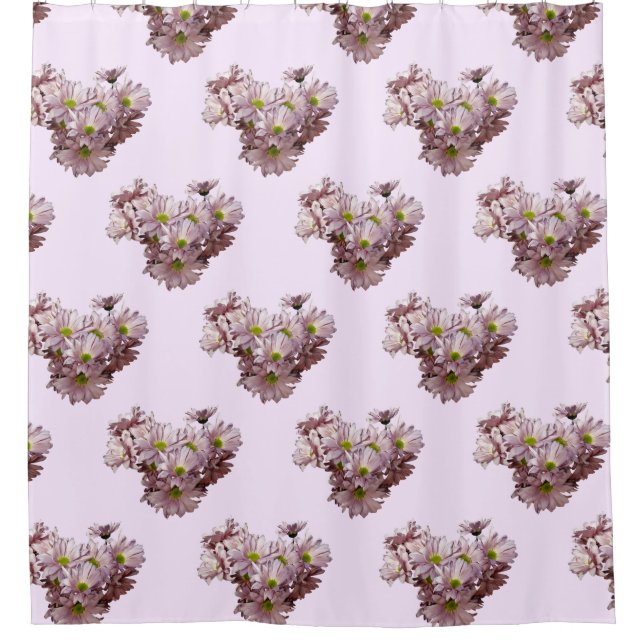 Cortina Para Box Coração de Crisântemo Margarida Rosa (Frente)