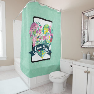 Cortina Para Box Coração Floral de Ciao Bella Cute com Flores Tropi