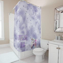 Cortina Para Box Corações Brilhantes de Unicórnio Roxo