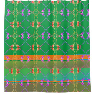 Cortina Para Box Corações de rosa em Apricot e Verde