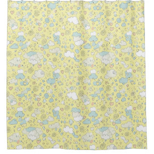 Cortina Para Box Corações Pastéis e Nuvens Sonho em Aquarela (1)
