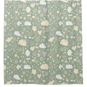 Cortina Para Box Corações Pastéis e Nuvens Sonho em Aquarela (4)