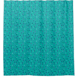 Cortina Para Box Corações Pequenos, Roxo, Azul Turquesa, Azul sobre