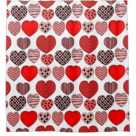 Cortina Para Box Corações Repetitivos