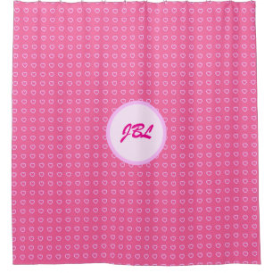 Cortina Para Box Corações Rosa Pequenos