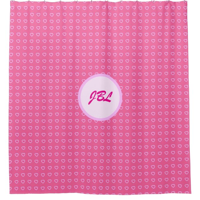 Cortina Para Box Corações Rosa Pequenos (Frente)