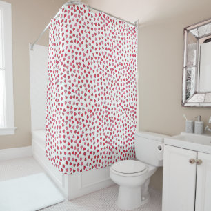 Cortina Para Box Corações Vermelho e Rosa Bonitos Patterno Meninas