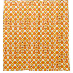 Cortina Para Box Coral Orange e Cream Batik