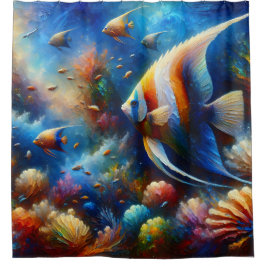 Cortina Para Box "Coral Reef Angelfish Art"