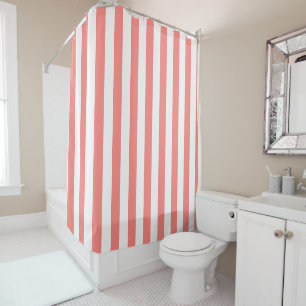 Cortina Para Box Coral, Rosa e Branco, Simples Strike