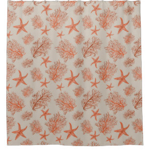 Cortina Para Box Coral starfish and coral on brown sand