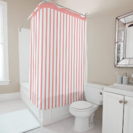 Cortina Para Box Coral Stripe Com Branco