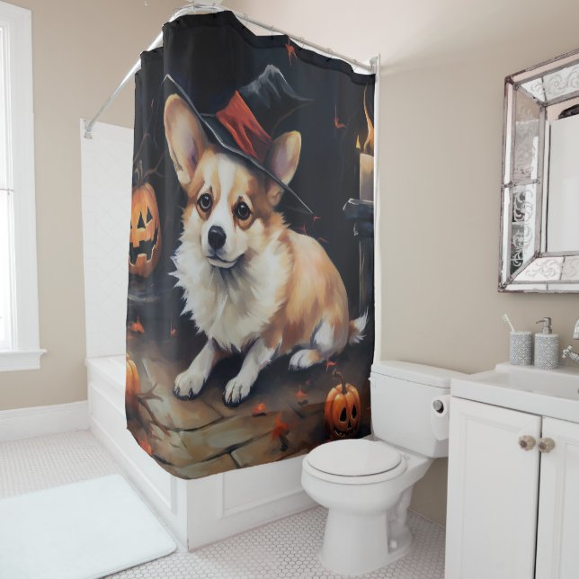 Cortina Para Box Corgi Abóboras Halloween Assustador (In Situ)