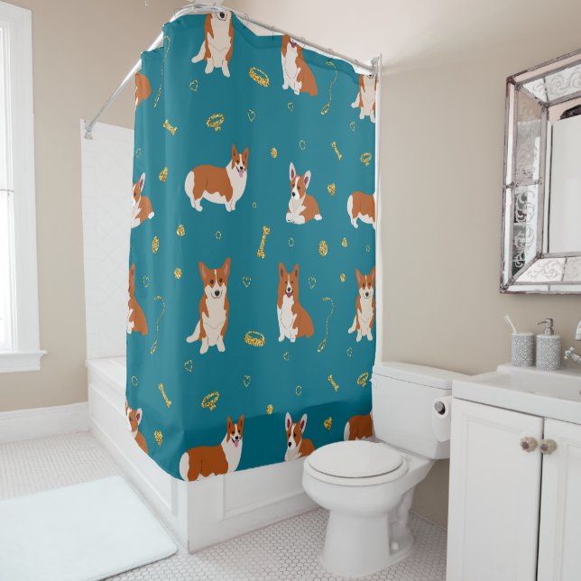 Cortina Para Box Corgi Cute Pattern (In Situ)