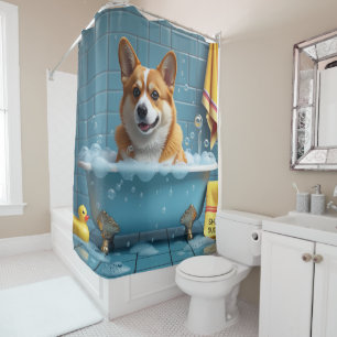 Cortina Para Box Corgi Desarrumado Sonolento Fofo Engraçado