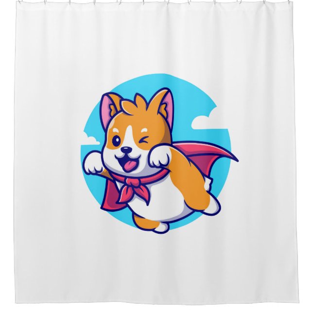 Cortina Para Box Corgi voando no céu engraçado (Frente)