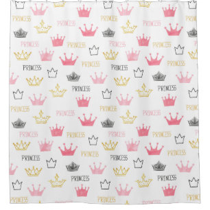 Cortina Para Box Coroa de Aquarela Princesinha Rosa Menina