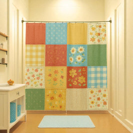 Cortina Para Box Corpo Amarelo Quilt Rustic Farmhouse Floral