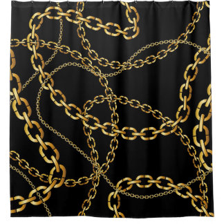 Cortina Para Box Corrente ouro sem costura, padrão elegante.
