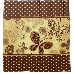 Cortina Para Box Cortina/Borboletas, Flores e Bolinhas