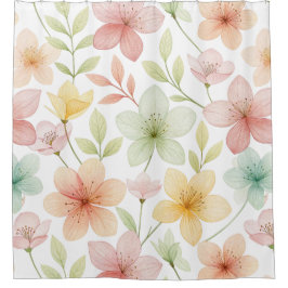 Cortina Para Box "Cortina de Banho Floral Aquarela Pastel – Suave E