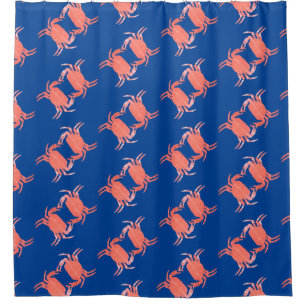 Cortina Para Box Cortina de Chá Azul Padrão do Caranguejo