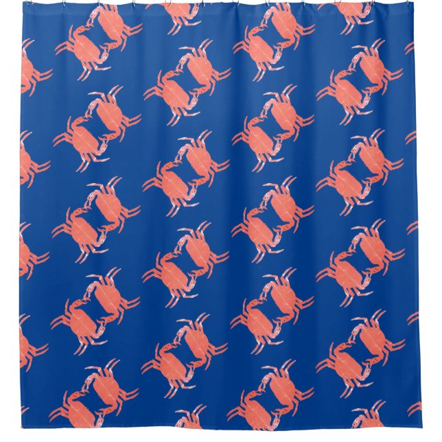 Cortina Para Box Cortina de Chá Azul Padrão do Caranguejo (Frente)
