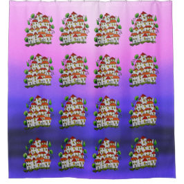 Cortina Para Box Cortina de chá (Casas Doodle - Retirada à Mão)