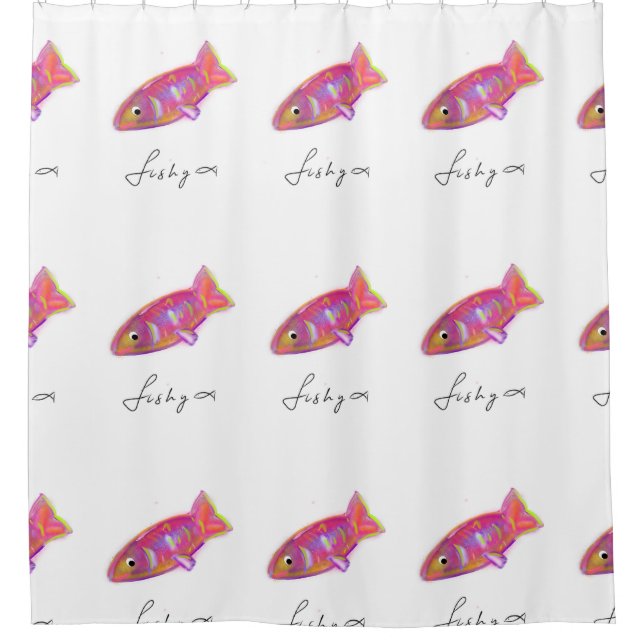 Cortina Para Box Cortina de chá com impressão de peixe (Frente)