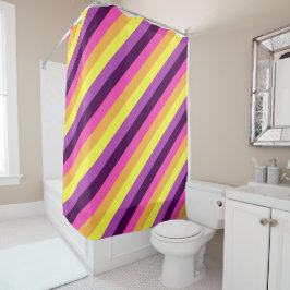 Cortina Para Box Cortina de Chá com tiras retro roxas cor-de-rosa