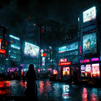 Cortina Para Box Cortina de Chá Cyberpunk Tokyo