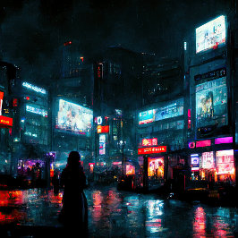 Cortina Para Box Cortina de Chá Cyberpunk Tokyo
