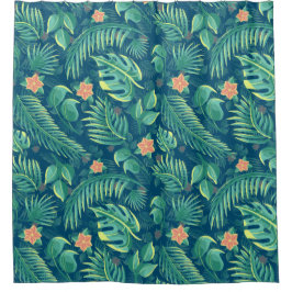 Cortina Para Box Cortina de Chá de Padrão de Folhagem Tropical