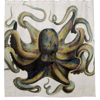 Cortina Para Box Cortina de chá do impressão do polvo do vintage