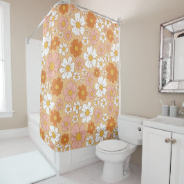 Cortina Para Box Cortina de Chá Floral Laranja e Branca